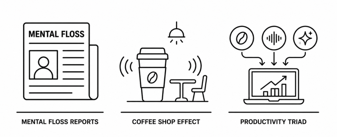 Mental Floss Examines the Coffee Shop Effect as Research Identifies the Caffeine-Ambient-Sound-Novelty Triad Behind Workplace Productivity