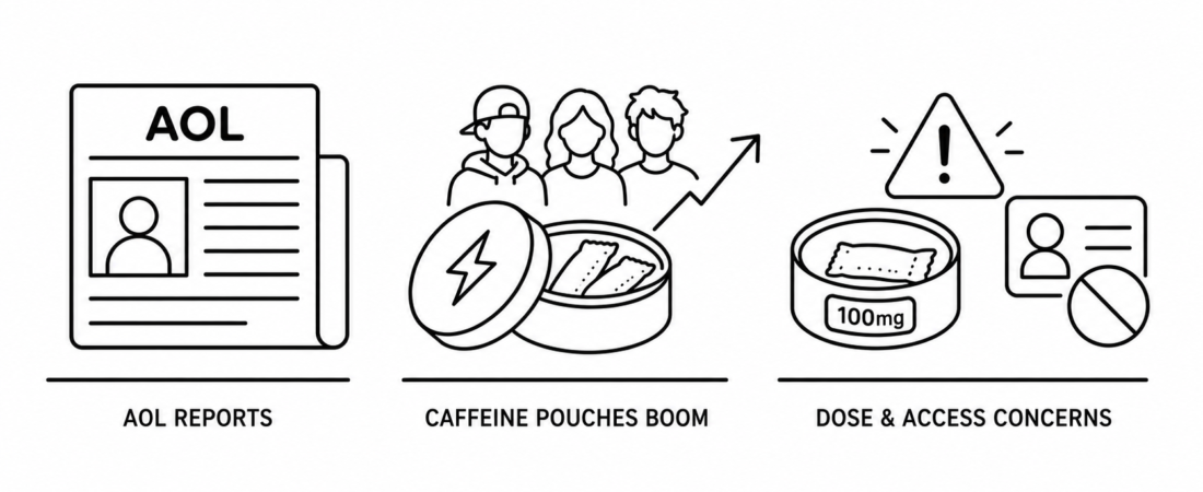 AOL Reports Caffeine Pouches Are Booming Among Gen Z as Experts Raise Concerns Over Dose Disclosure and Youth Access