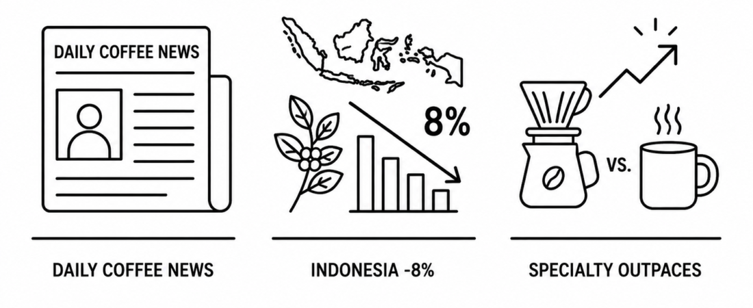 Daily Coffee News Forecasts 8 Percent Indonesia Coffee Production Drop as Specialty Coffee Outpaces Traditional Brews in U.S. Daily Consumption