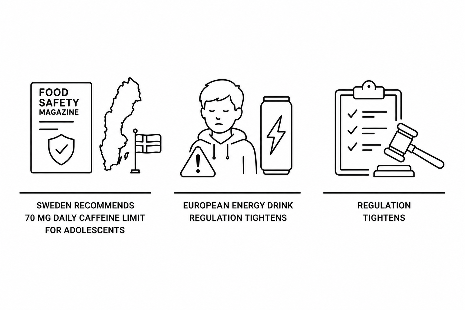 Food Safety Magazine Reports Sweden Recommends 70 Milligram Daily Caffeine Limit for Adolescents as European Energy Drink Regulation Tightens