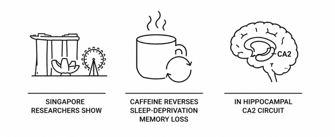 Singapore Researchers Show Caffeine Reverses Sleep-Deprivation Memory Loss in Hippocampal CA2 Circuit