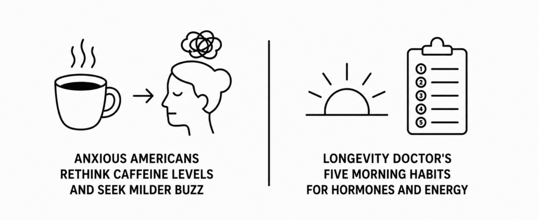 LA Times Reports Anxious Americans Rethink Caffeine Levels and Seek Milder Buzz as News18 Documents Longevity Doctor’s Five Morning Habits for Hormones and Energy