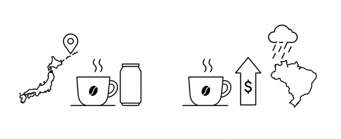 Nikkei Asia Reports Beanless Coffee Race Heats Up in Japan as Coca-Cola Wades In and Barchart Documents Coffee Prices Jump on Brazil Rain Delays