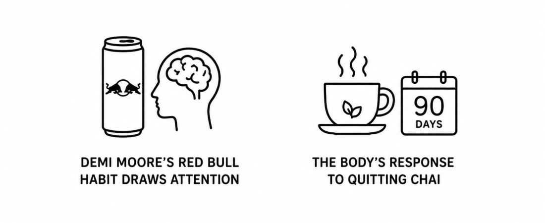 Morning Honey Reports Demi Moore’s Red Bull Habit Draws Psychologist Attention as Indian Express Documents the Body’s Response to Quitting Chai for 90 Days