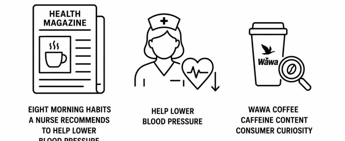 Health Magazine Reports Eight Morning Habits a Nurse Recommends to Help Lower Blood Pressure as BUCKSCO Today Documents Wawa Coffee Caffeine Content Consumer Curiosity