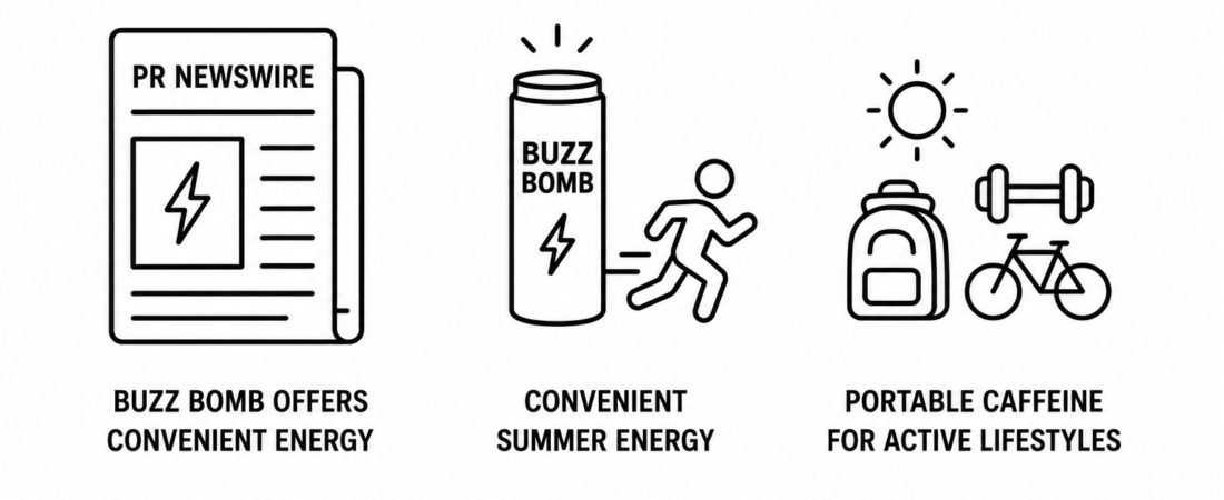 PR Newswire Reports Buzz Bomb Offers Convenient Summer Energy as Portable Caffeine Category Expands Across Active Adult Use Cases