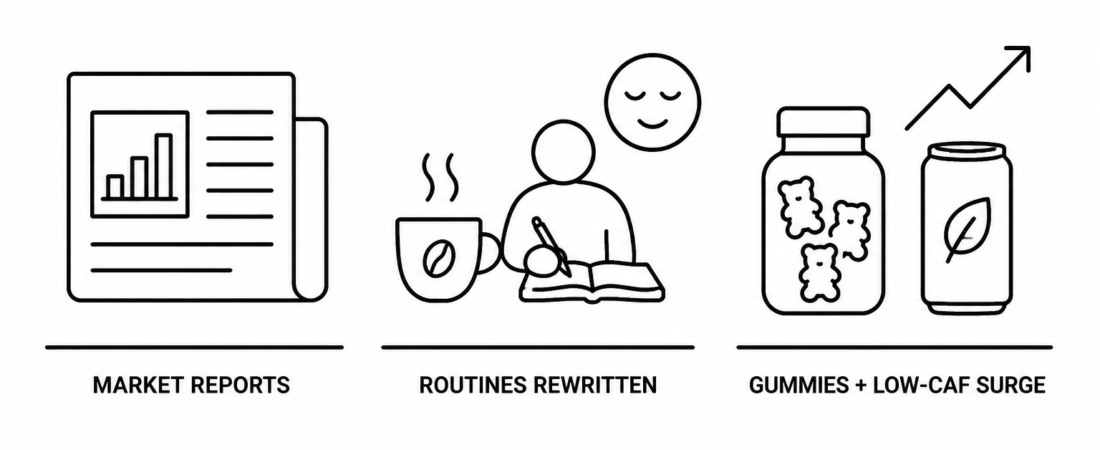 Bloomberg and Financial Post Report Caffeine Minimalists Rewrite Routines to Battle Coffee Jitters as Caffeine Gummies and Low-Caffeine Beverages Surge