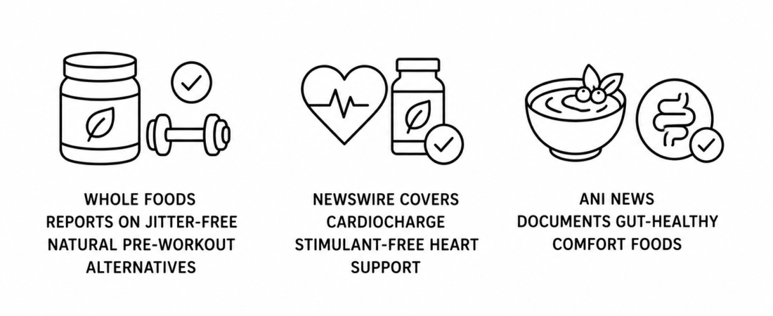 Whole Foods Reports on Jitter-Free Natural Pre-Workout Alternatives as Newswire Covers CardioCharge Stimulant-Free Heart Support and ANI News Documents Gut-Healthy Comfort Foods