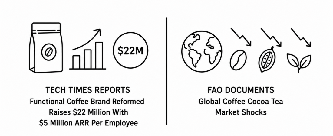 Tech Times Reports Functional Coffee Brand Reformed Raises 22 Million Dollars With 5 Million Dollars ARR Per Employee as FAO Documents Global Coffee Cocoa Tea Market Shocks