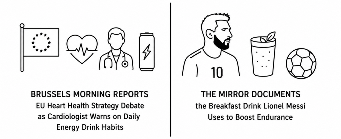 Brussels Morning Reports EU Heart Health Strategy Debate as Cardiologist Warns on Daily Energy Drink Habits and The Mirror Documents the Breakfast Drink Lionel Messi Uses to Boost Endurance