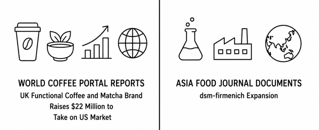World Coffee Portal Reports UK Functional Coffee and Matcha Brand Raises 22 Million Dollars to Take on US Market as Asia Food Journal Documents dsm-firmenich Expansion