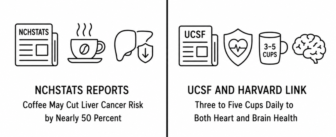 NCHStats Reports Coffee May Cut Liver Cancer Risk by Nearly 50 Percent as UCSF and Harvard Link Three to Five Cups Daily to Both Heart and Brain Health