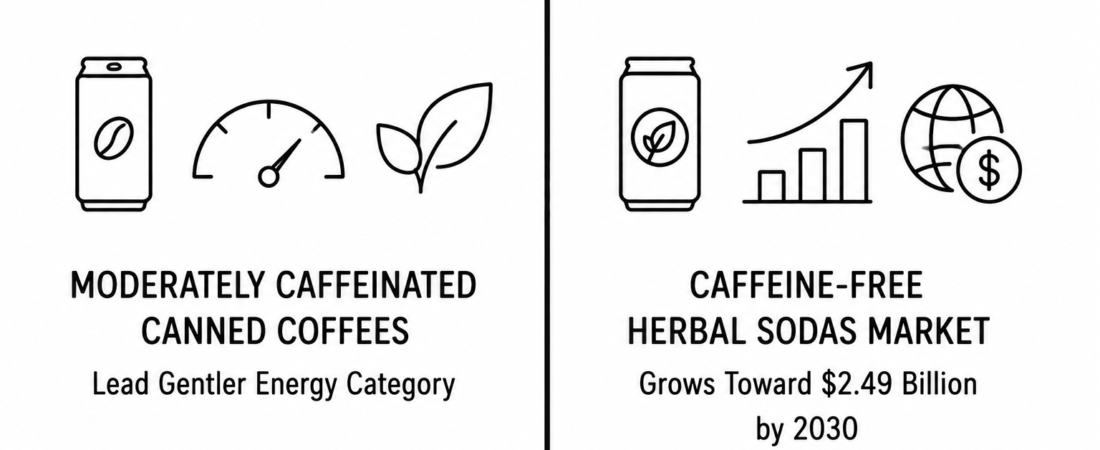 Trend Hunter Reports Moderately Caffeinated Canned Coffees Lead Gentler Energy Category as Caffeine-Free Herbal Sodas Market Grows Toward 2.49 Billion Dollars by 2030
