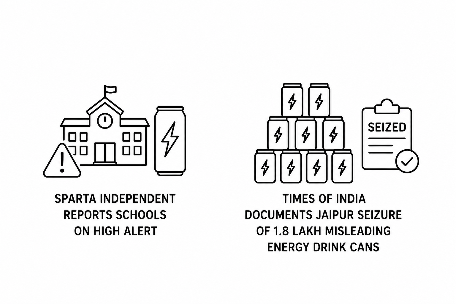 Sparta Independent Reports Schools on High Alert as Energy Drinks Trigger Health Scares as Times of India Documents Jaipur Seizure of 1.8 Lakh Misleading Energy Drink Cans