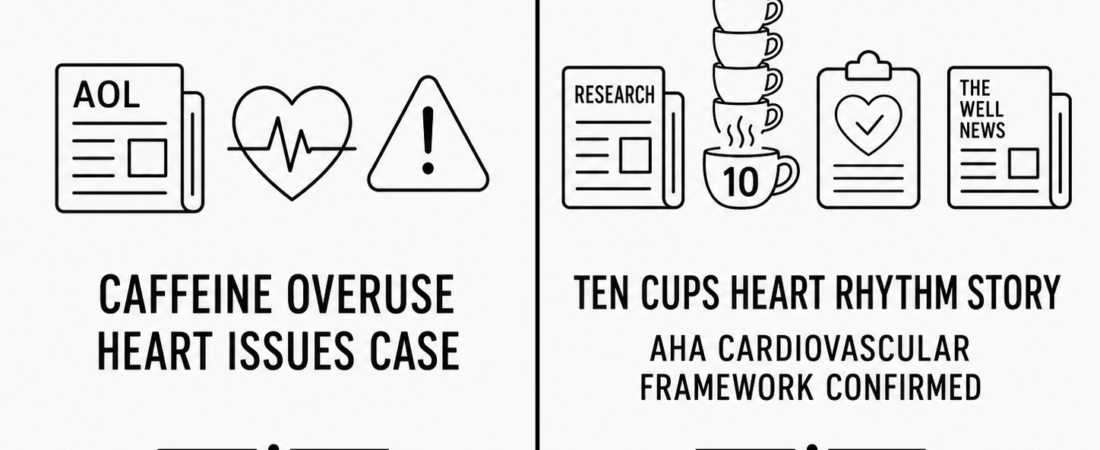 AOL Documents Caffeine Overuse Heart Issues Case as Yahoo Health Extends the Ten Cups Heart Rhythm Story and The Well News Confirms the AHA Cardiovascular Framework
