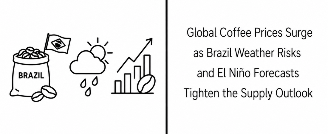 Global Coffee Prices Surge as Brazil Weather Risks and El Niño Forecasts Tighten the Supply Outlook